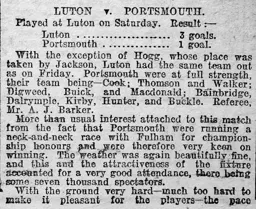 Match Report: Luton Town FC vs Portsmouth (30th Mar 1907)