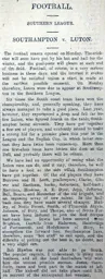 Match Report: Southampton vs Luton Town FC (2nd Sep 1907)