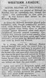 Match Report: Millwall Athletic vs Luton Town FC (21st Oct 1907)