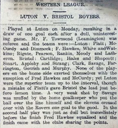 Match Report: Luton Town FC vs Bristol Rovers (28th Oct 1907)