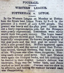 Match Report: Tottenham Hotspur vs Luton Town FC (16th Dec 1907)