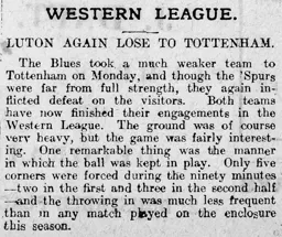 Match Report: Tottenham Hotspur vs Luton Town FC (16th Dec 1907)