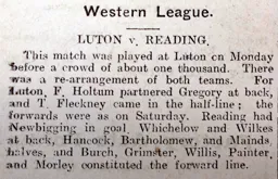 Match Report: Luton Town FC vs Reading (12th Oct 1908)