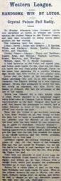Match Report: Luton Town FC vs Crystal Palace (2nd Nov 1908)