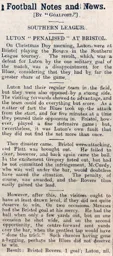 Match Report: Bristol Rovers vs Luton Town FC (25th Dec 1908)