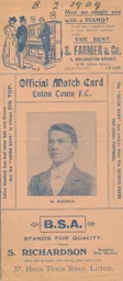 Programme: Luton Town FC vs Queens Park Rangers (8th Feb 1909)