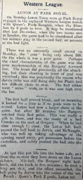Match Report: Queens Park Rangers vs Luton Town FC (21st Feb 1909)
