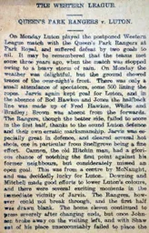 Match Report: Queens Park Rangers vs Luton Town FC (21st Feb 1909)
