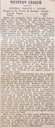 Match Report: Crystal Palace vs Luton Town FC (8th Mar 1909)