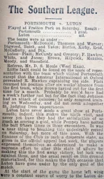 Match Report: Portsmouth vs Luton Town FC (13th Mar 1909)