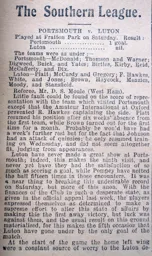 Match Report: Portsmouth vs Luton Town FC (13th Mar 1909)