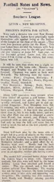 Match Report: Luton Town FC vs New Brompton (3rd Apr 1909)