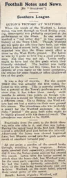 Match Report: Watford vs Luton Town FC (9th Apr 1909)