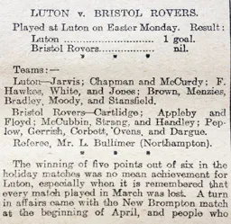 Match Report: Luton Town FC vs Bristol Rovers (12th Apr 1909)