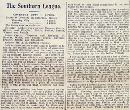 Match Report: Coventry City vs Luton Town FC (24th Apr 1909)