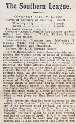 Match Report: Coventry City vs Luton Town FC (24th Apr 1909)