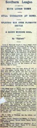 Match Report: Luton Town FC vs Plymouth Argyle (25th Sep 1909)