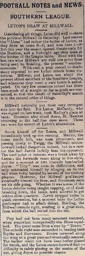Match Report: Millwall vs Luton Town FC (16th Oct 1909)