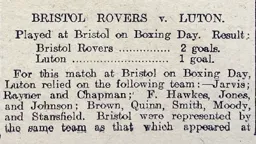 Match Report: Bristol Rovers vs Luton Town FC (27th Dec 1910)