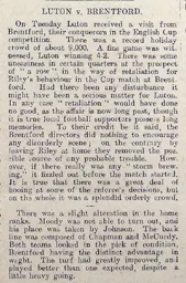 Match Report: Luton Town FC vs Brentford (28th Dec 1910)
