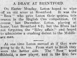 Match Report: Brentford vs Luton Town FC (28th Mar 1910)