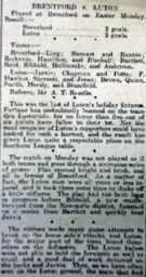 Match Report: Brentford vs Luton Town FC (28th Mar 1910)