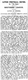 Match Report: Bristol Rovers vs Luton Town FC (25th Nov 1911)