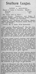 Match Report: Luton Town FC vs Millwall (2nd Mar 1912)