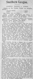 Match Report: Crystal Palace vs Luton Town FC (9th Mar 1912)