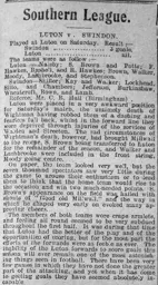 Match Report: Luton Town FC vs Swindon Town (13th Apr 1912)