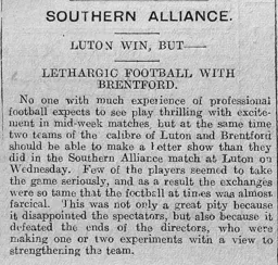Match Report: Luton Town FC vs Brentford (2nd Oct 1912)