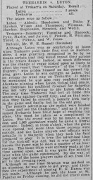 Match Report: Treharris vs Luton Town FC (9th Nov 1912)
