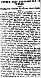Match Report: Treharris vs Luton Town FC (9th Nov 1912)