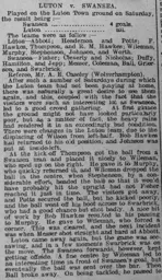 Match Report: Luton Town FC vs Swansea Town (8th Feb 1913)