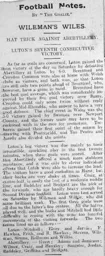 Match Report: Luton Town FC vs Abertillery (25th Oct 1913)