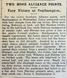 Match Report: Southampton vs Luton Town FC (3rd Dec 1913)