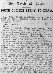 Match Report: Luton Town FC vs South Shields (13th Dec 1913)