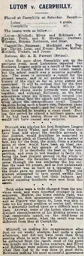 Match Report: Caerphilly vs Luton Town FC (24th Jan 1914)