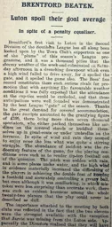 Match Report: Luton Town FC vs Brentford (7th Feb 1914)