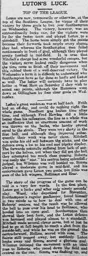 Match Report: Luton Town FC vs Southampton (9th Sep 1914)