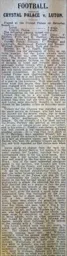 Match Report: Crystal Palace vs Luton Town FC (24th Oct 1914)