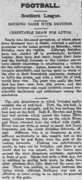 Match Report: Luton Town FC vs Swindon Town (7th Nov 1914)