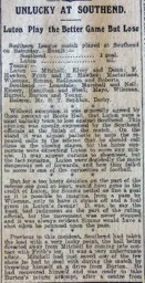 Match Report: Southend United vs Luton Town FC (14th Nov 1914)