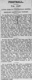 Match Report: Luton Town FC vs Bromley (19th Dec 1914)