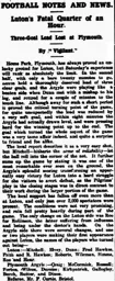 Match Report: Plymouth Argyle vs Luton Town FC (2nd Jan 1915)