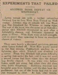 Match Report: Luton Town FC vs West Ham United (10th Mar 1915)