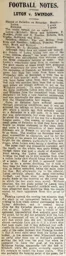 Match Report: Swindon Town vs Luton Town FC (13th Mar 1915)