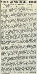 Match Report: Brighton & Hove Albion vs Luton Town FC (17th Mar 1915)