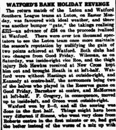 Match Report: Luton Town FC vs Watford (5th Apr 1915)