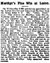 Match Report: Luton Town FC vs Merthyr Town (17th Sep 1919)